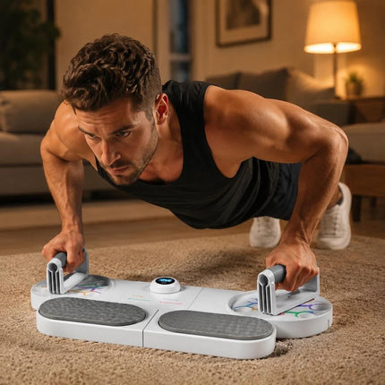 Multifunctional Push Up Board with Resistance Bands, Adjustable Handles Portable Home Gym Workout Equipment for Chest, Shoulders, Arms, Back and Full Body Strength Training Fitness Exercise System
