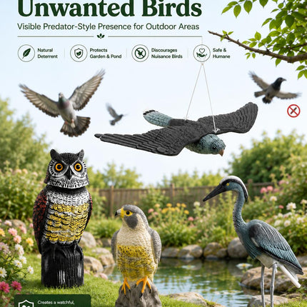 Plastic Hawk  Bird Decoy Pest Deterrent Garden Pond Pigeon Crow Cat Scarer Outdoor Ornament