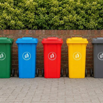 Wheelie Bin 100L 120L Waste Rubbish Dustbin with Lid Rubber Wheels