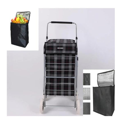Foldable Shopping Trolley with 60L Insulated Cooler Bag