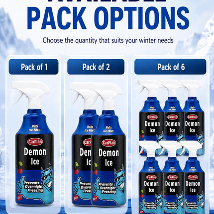 1L Car Demon Ice Spray Fast Acting Frost Ice Remover & Preventer for Frozen Windscreens Windows Cherry Scent Winter