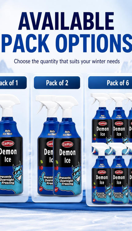 1L Car Demon Ice Spray Fast Acting Frost Ice Remover & Preventer for Frozen Windscreens Windows Cherry Scent Winter