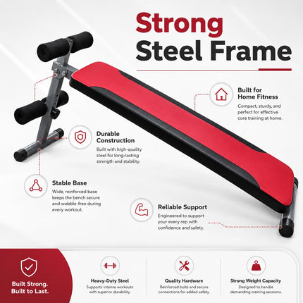 Adjustable Sit-Up Bench with Reverse Crunch Handles – Core & Ab Workout Bench