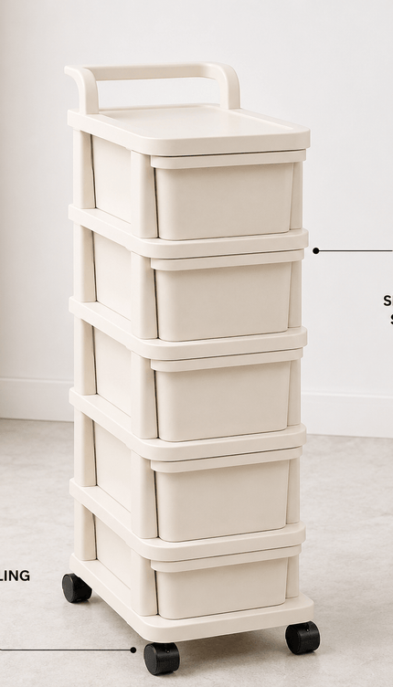 Storage Trolley Drawer Cabinet with Wheels, Multi-Tier Rolling Storage Organiser for Kitchen, Bathroom, Bedroom, Home Office, Utility Room and Salon