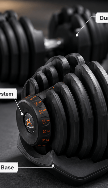 40kg Adjustable Dumbbell Quick Dial Weight System, Space Saving Home Gym Fitness Weight with Non-Slip Handle & Storage Base for Strength Training, Full Body Exercise – Pack of 1 or 2
