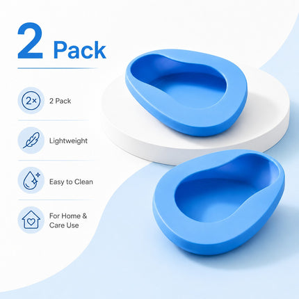 Heavy Duty Unisex Bed Pan 36.5cm Portable Toilet Urinal for Elderly, Disabled & Bedridden Patients Spill-Resistant Care Aid Pack Of 2