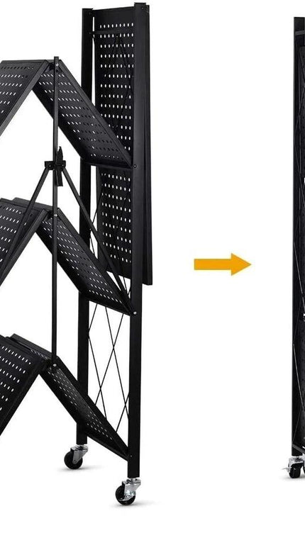 Extra Large Folding Storage Rack – Freestanding Shelves, Black