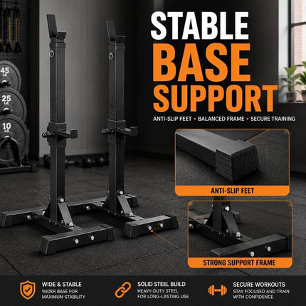 Adjustable Barbell Rack Squat Stand Weight Lifting Bench Press Home Gym Multi-Purpose Workout Station