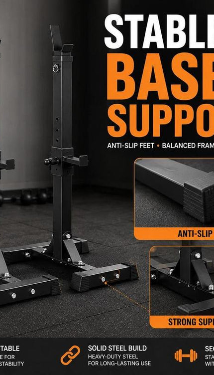 Adjustable Barbell Rack Squat Stand Weight Lifting Bench Press Home Gym Multi-Purpose Workout Station