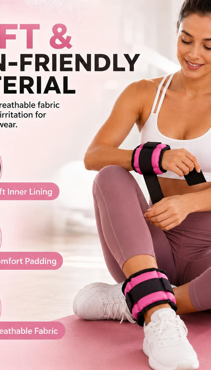 Pink Adjustable Ankle & Wrist Weights – Pair (0.5kg–3kg)