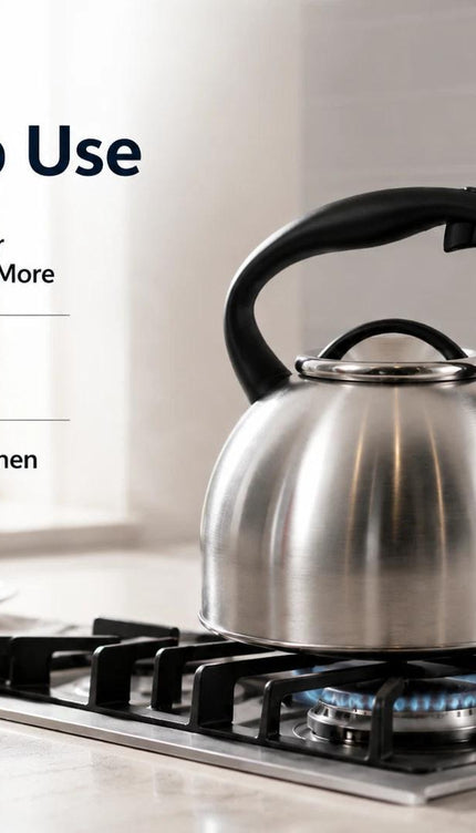2.8L Stainless Steel Whistling Kettle Stove Top Tea Coffee Water Boiler with Nylon Handle for Kitchen Camping Caravan Motorhome