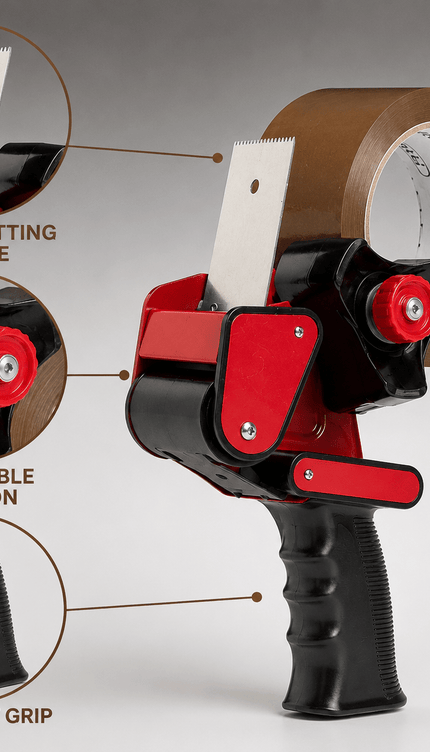 Brown Packing Tape with Tape Gun Dispenser – 6 Rolls, 48mm × 66m