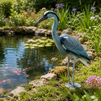 Realistic Heron Bird Scarer Decoy Garden Ornament for Pest Control, Pond, Pigeon, Bird & Cat Repellent