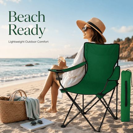 Portable Folding Camping Chair, Lightweight Polyester & Steel Outdoor Chair for Garden, Beach & Picnic