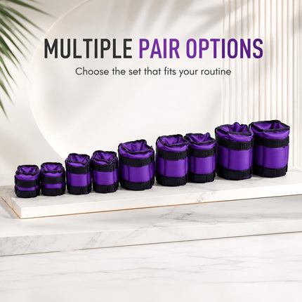 Ankle Wrist Weights Pair Purple Adjustable Leg Weights Straps for Walking Running Yoga Gym Fitness Training Home Workout 0.5kg-3kg