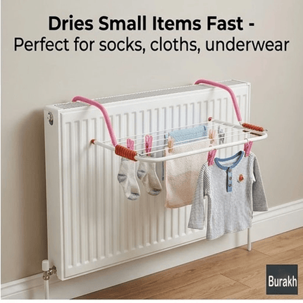 Radiator Laundry Airer Dryer Rack 5 Bar Folding Clothes Towel Washing Rack 3M Portable Hanging Drying Rack for Home Bathroom Indoor Laundry Use