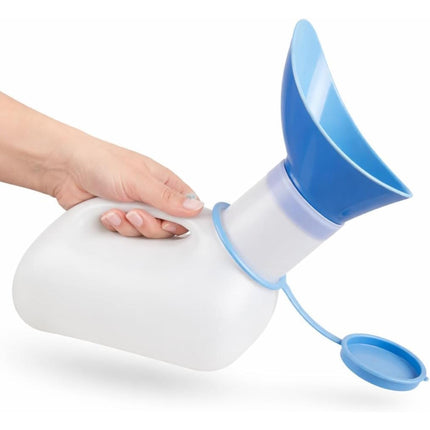 Unisex Urinal Bottle 1L with Lid & Funnel – Reusable Male & Female Urine Container for Elderly Patients, Bedside, Hospital, Travel, Camping & Car Emergency Use