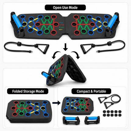 Push Up Board 14 in 1 Foldable Press Up Board, Multi Function Home Workout Equipment for Men Women, Strength Training Push Up Stand for Chest Shoulders Triceps