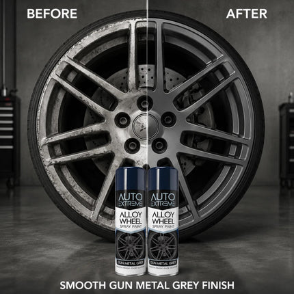Alloy Wheel Spray Paint Gun Metal Grey Aerosol 300ml Quick Dry Car Wheel Paint Smooth Durable Fade Resistant Finish Automotive Pack of 1 or 2