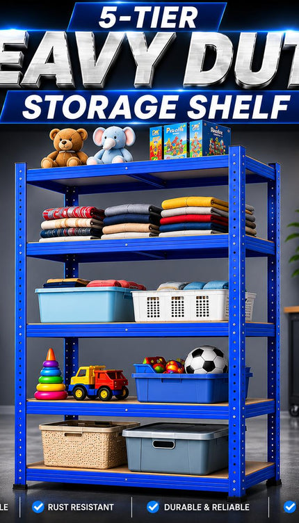 5 Tier Heavy Duty Galvanised Steel Shelving Unit Storage Rack