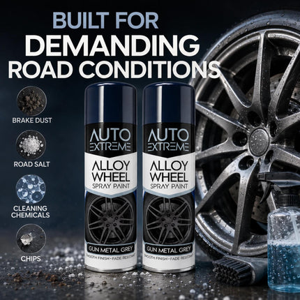 Alloy Wheel Spray Paint Gun Metal Grey Aerosol 300ml Quick Dry Car Wheel Paint Smooth Durable Fade Resistant Finish Automotive Pack of 1 or 2