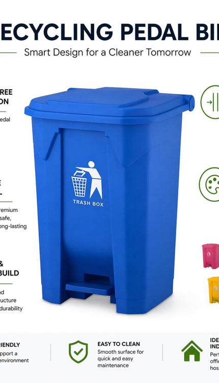 Slim Pedal Bin BPA-Free Plastic Kitchen Bathroom Trash