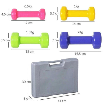 10KG Neoprene Dumbbell Hand Weights Pair with Carry Stand Durable Anti-Roll Design for Home Gym Fitness Strength Training Exercise Bodybuilding Arm Leg Core Workout Portable
