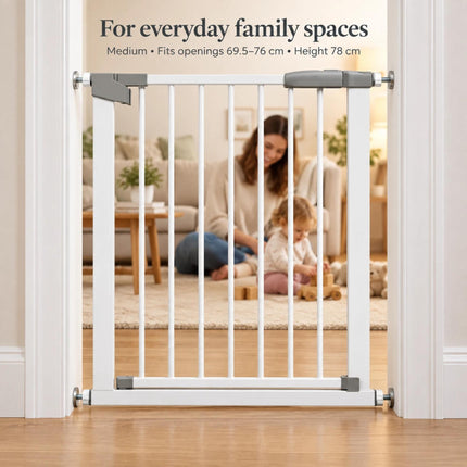 Auto-Close Baby & Pet Safety Gate | Pressure Fit Steel Stair Gate 69.5–76cm