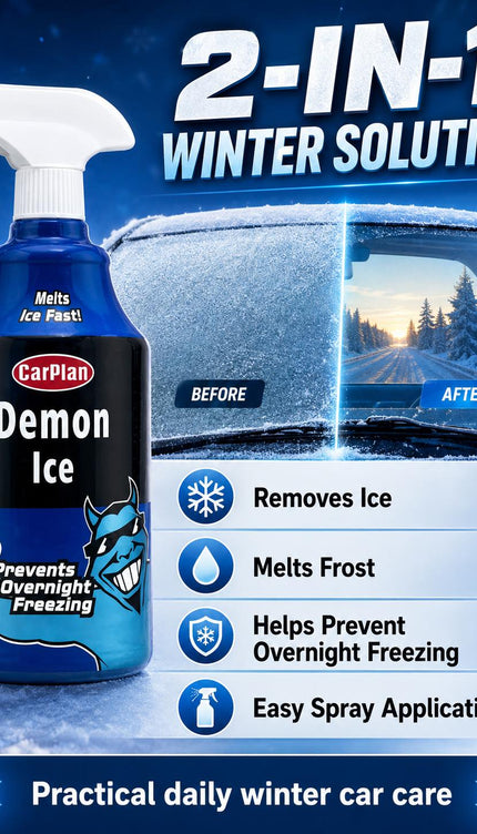 1L Car Demon Ice Spray Fast Acting Frost Ice Remover & Preventer for Frozen Windscreens Windows Cherry Scent Winter
