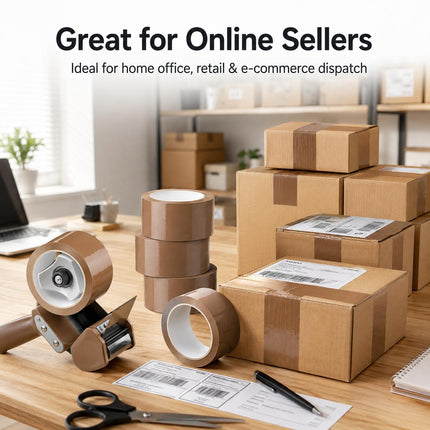 Brown Parcel Tape 48mm x 66m Strong Packing Tape for Boxes | Heavy Duty Packaging Tape for Moving, Shipping, Storage & Dispatch