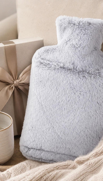 2L Hot Water Bottle with Faux Fur Cover & Hand Warmer Pocket