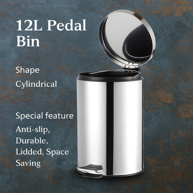 12L Stainless Steel Pedal Bin