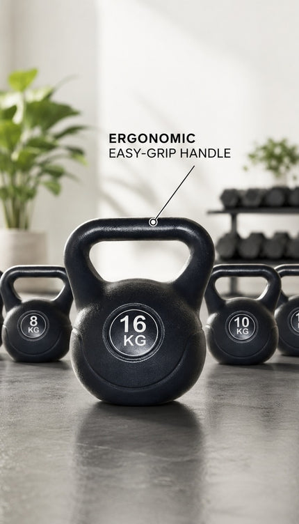Vinyl Coated Kettlebell Weight for Home Exercise Strength Training & Fitness Workouts, 4KG-20KG Options