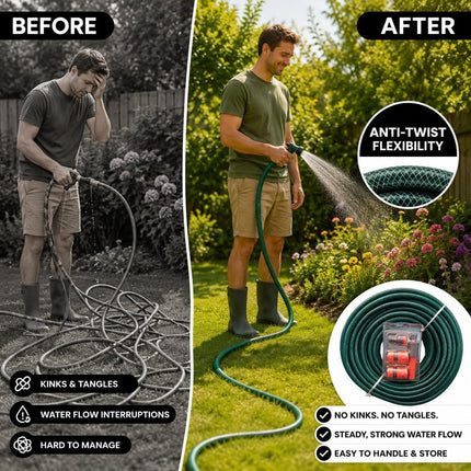 50M Extendable PVC Garden Hose Pipe, Strong Flexible Lightweight Watering Hose for Lawn, Plants, Car Washing, Patio Cleaning and Outdoor Use