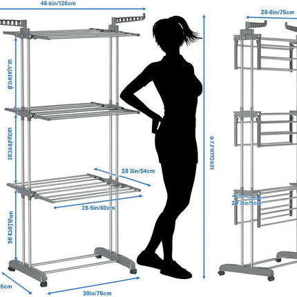 Indoor Outdoor Clothes Airer Drying Rack with Shoe Shelf – Space Saving Laundry Stand