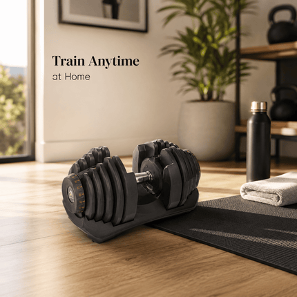 40kg Adjustable Dumbbell Quick Dial Weight System, Space Saving Home Gym Fitness Weight with Non-Slip Handle & Storage Base for Strength Training, Full Body Exercise – Pack of 1 or 2