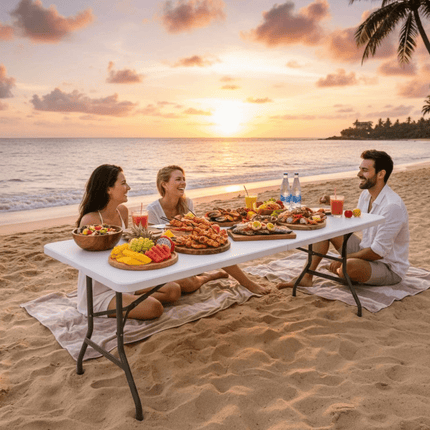 2x 6ft Folding Table Portable Trestle Camping Picnic Party Garden Market Stall Catering Banquet Foldable Tables