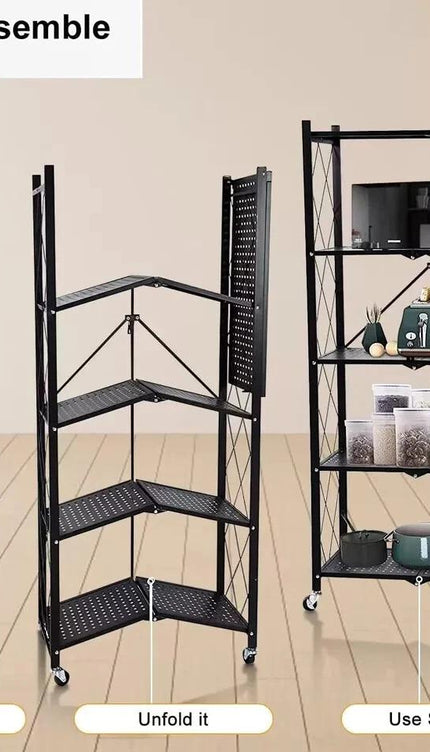 Extra Large Folding Storage Rack – Freestanding Shelves, Black