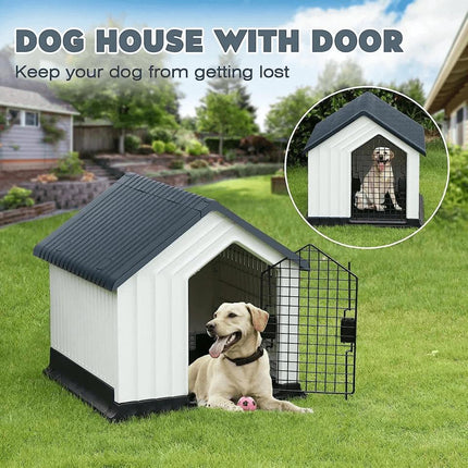 Plastic Dog House – Durable Kennel Shelter, Weatherproof Outdoor & Indoor Pet Home for Small, Medium & Large Dogs