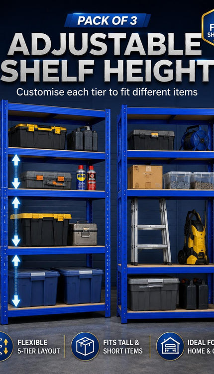 5 Tier Heavy Duty Galvanised Steel Shelving Unit Storage Rack