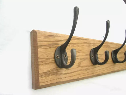 Wall Mounted Coat & Hat Rack with 6 Wooden Hooks Modern Door Hook Hanger Stand