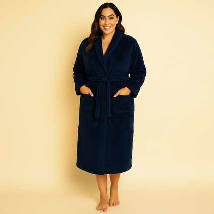 S/M Unisex Cotton Terry Bathrobe – Navy Blue
