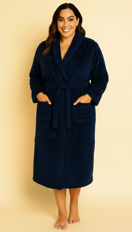 S/M Unisex Cotton Terry Bathrobe – Navy Blue
