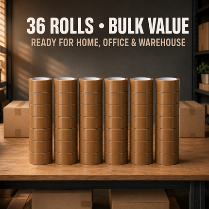 Parcel Tape 48mm X 66m Strong Heavy Duty for Secure Box Packing 36-Rolls Brown