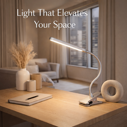 Desk Lamp LED Clip Flexible  On USB Powered Reading Study Night Light Silver