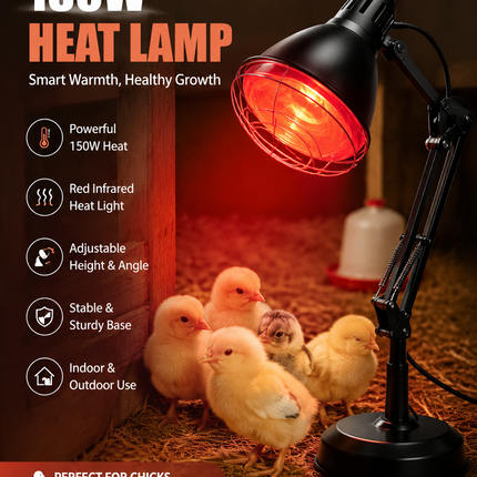 150W Infrared Heat Lamp Chick Brooder Light Poultry Chicken Duckling Heater
