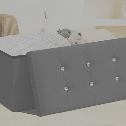 OTTOMAN STORAGE BOX FOLDING STORAGE OTTOMAN POUFFE BENCH SEAT TOY BOX 76cm