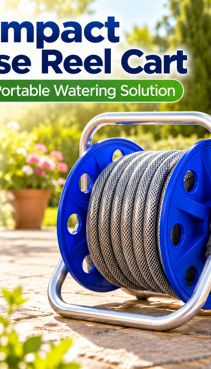 Garden Hose Reel Cart with 1/2" 15M Hose Portable Trolley Spray Nozzle Connector