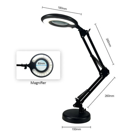 LED Magnifier Lamp 3X Glass with Desk Clamp Light 3 Color Modes Adjustable