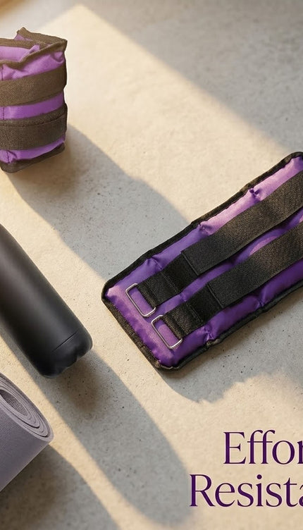 Ankle Wrist Leg Weights Straps 1.5kg  Pack Of 2 Purple Yoga Gym Exercise Fitness